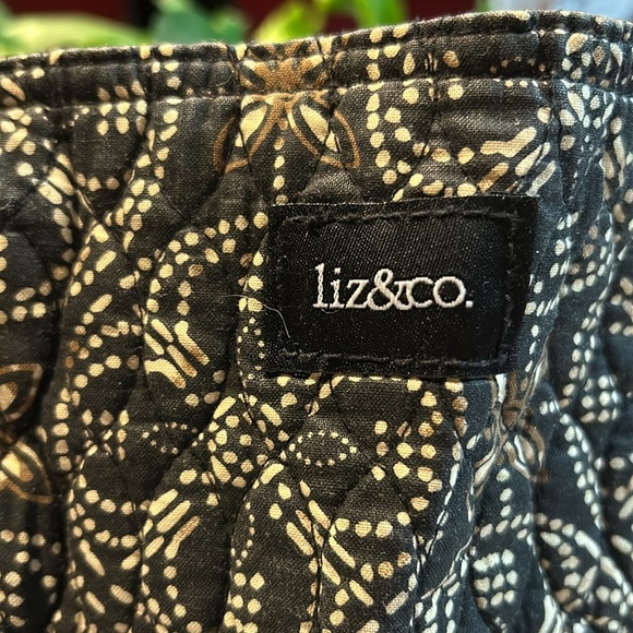 Liz&co-Black/Brown Quilted Purse, shoulder straps; outside, inside & zip pockets - Picture 2 of 5